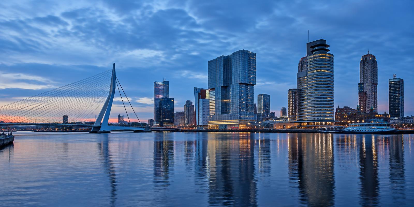 Rotterdam skyline and Erasmus Bridge